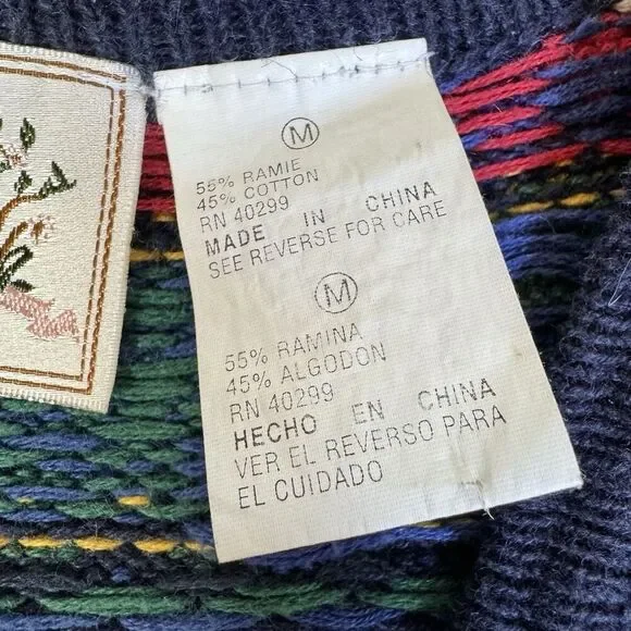 Vintage Erika Fair Isle Cottage Dark Floral Sweater Vest Size M Holiday Vintage - Picture 9 of 10